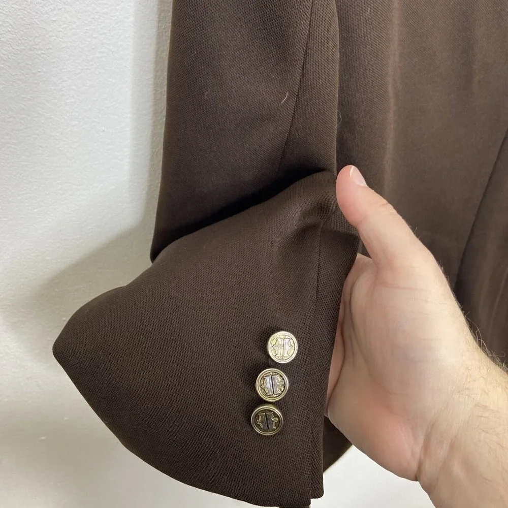 Vintage Sears 70s Disco Polyester Men‎ 40 Brown Blazer Sports Coat Hipster